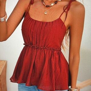 Elegant Red Sleeveless Blouse